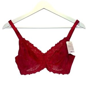 New Wacoal Renaissance Rose Red Scarlet color unlined bra 34D 85720 NWT